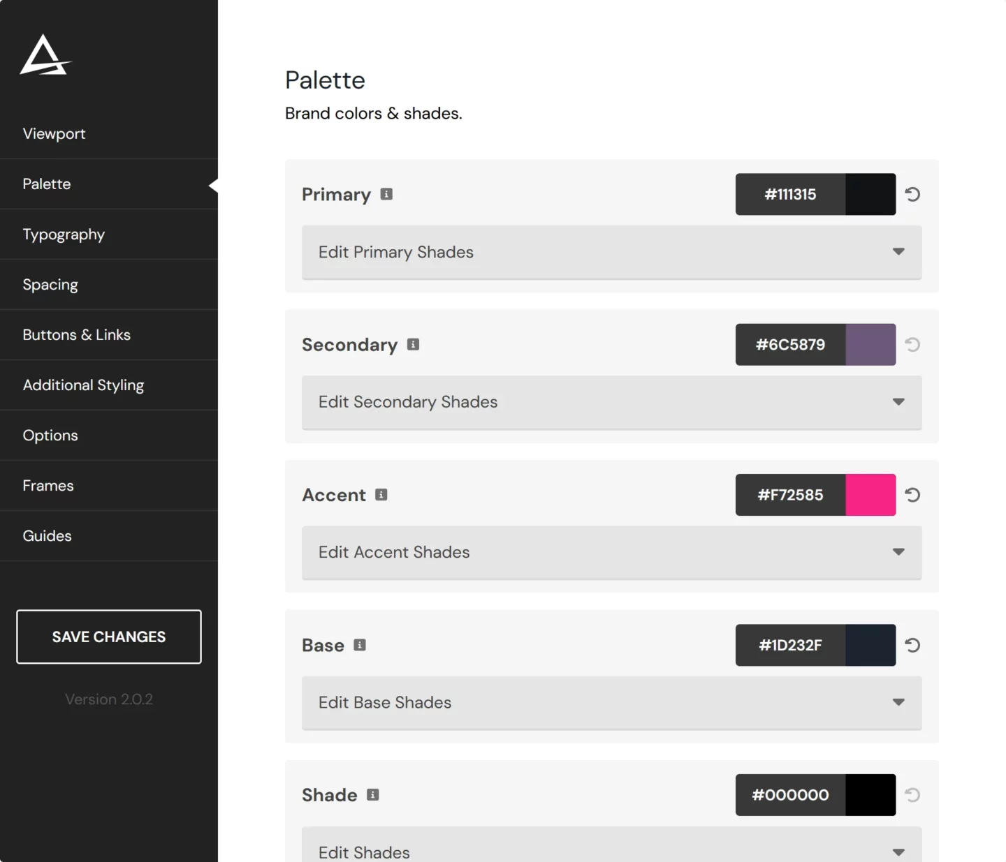 acss color settings