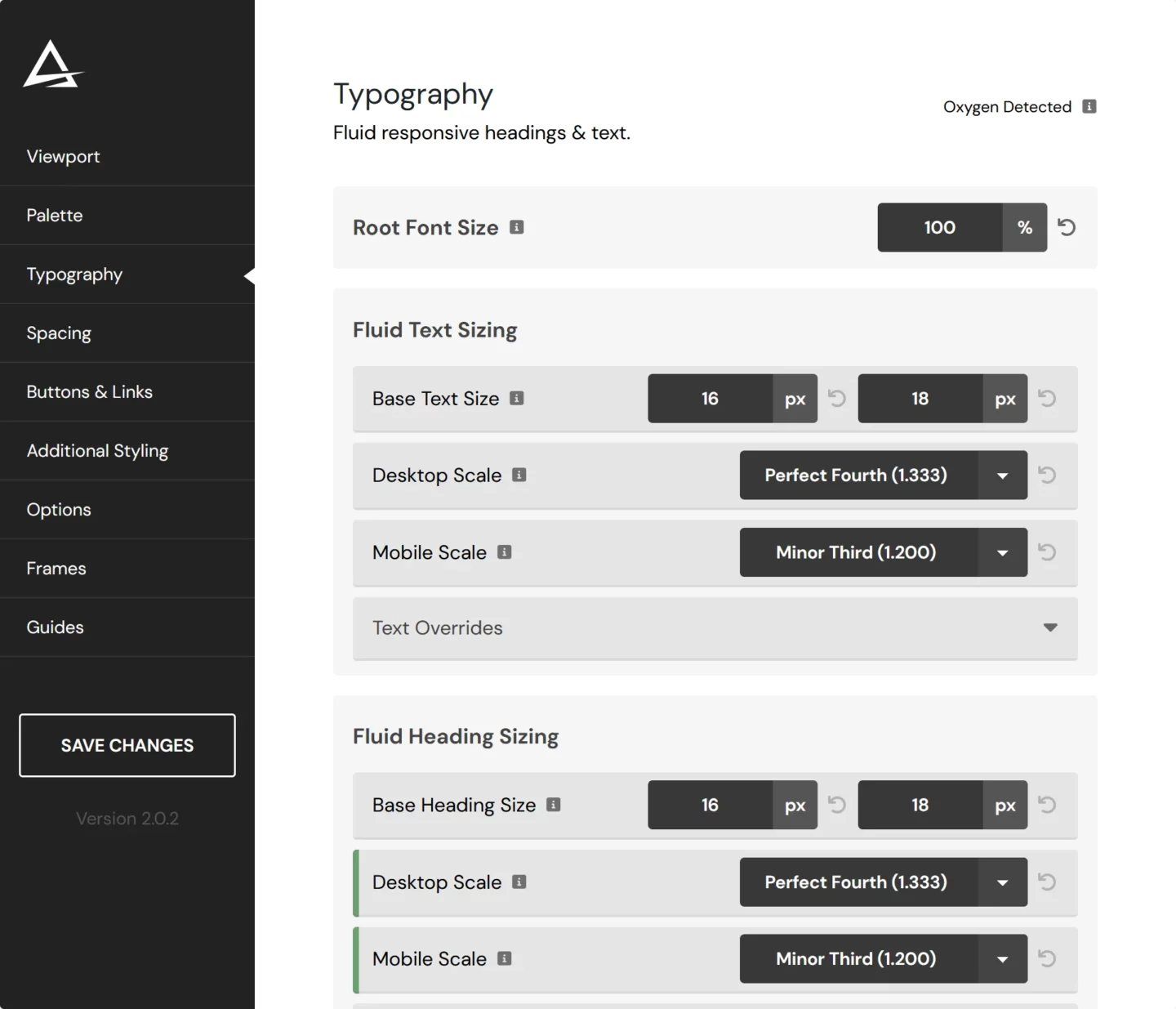 acss font size settings