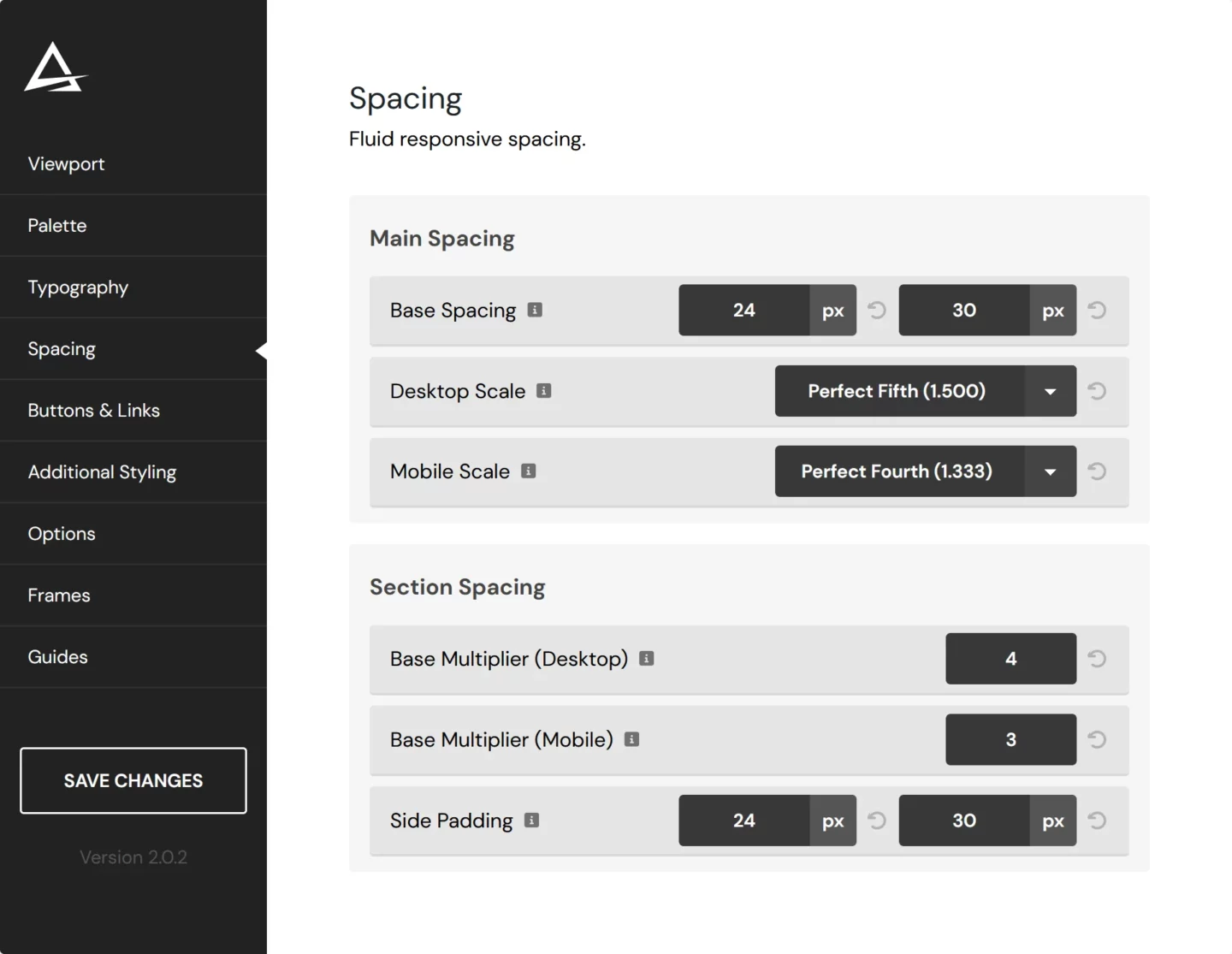 acss spacing setting